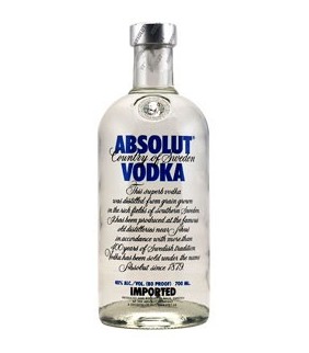  Absolute blue Vodka has an alcoholic content of 40%