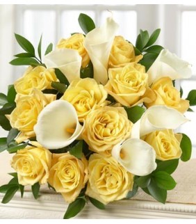 Yellow Rose and White Calla Lily