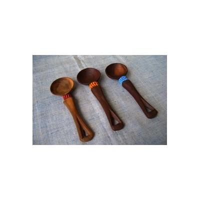 Long beaded olive wood tea spoons