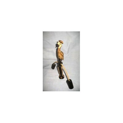 African wooden Balancing Crested Crane from Uganda