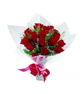 Compact posy of red roses