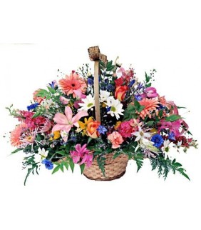 Country Charm Basket of Mixed Flowers