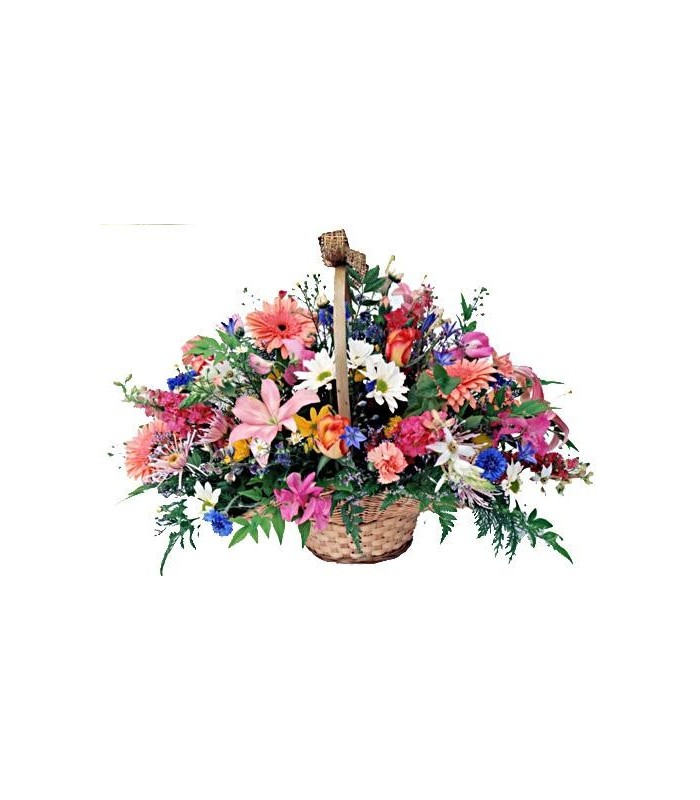Country Charm Basket of Mixed Flowers Country Charm Basket of Mixed Flowers