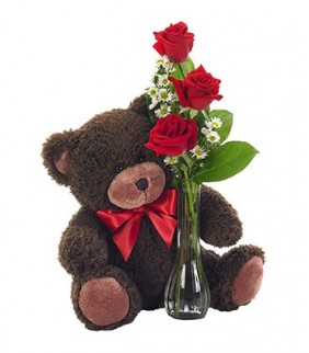 Bear Bud Vase Roses
