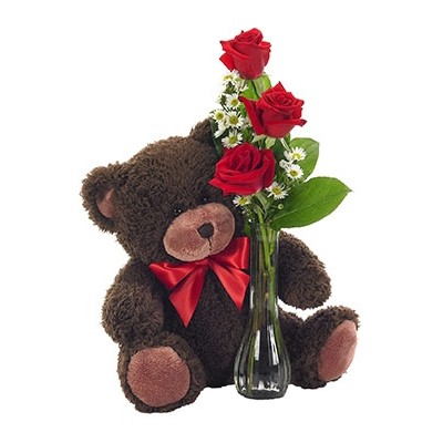 Bear Bud Vase Roses