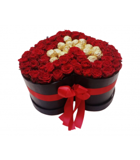 Chocolaty Heart of Red Roses