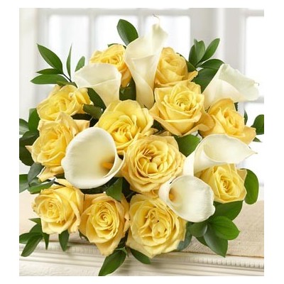 Yellow Rose and White Calla Lily